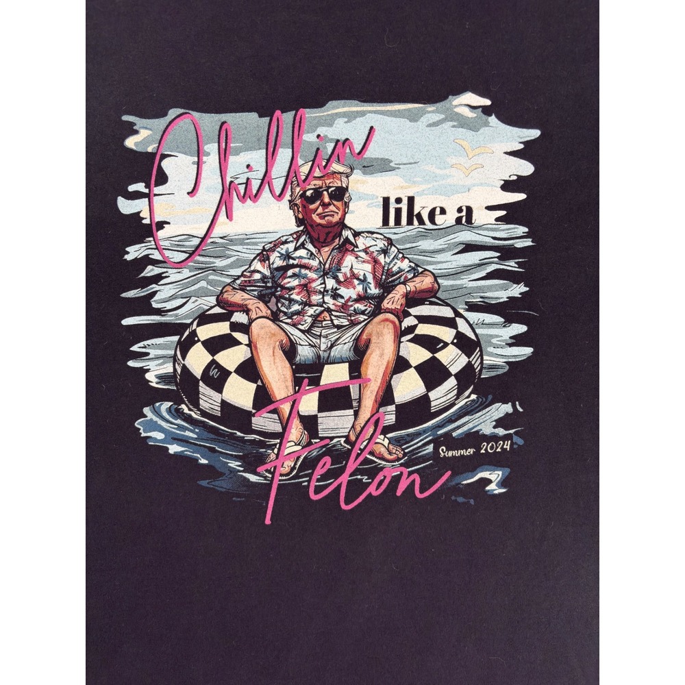 Gildan Chillin Like A Felon Summer 2024 Black Graphic T-Shirt Mens 2XL